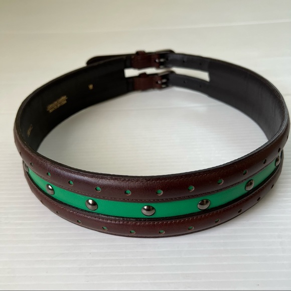 Oscar de la Renta Vintage Double Buckle Leather Belt , M main image 14
